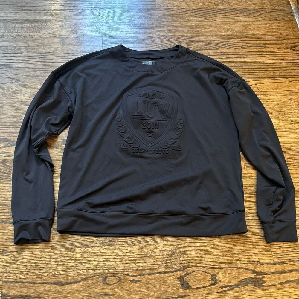 Lucky In Love Women's Black The Original UPF 30 Long Sleeve Tennis Top Small